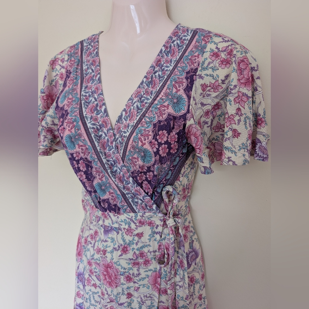 Salty Bright Boho Printed Wrap Dress 8 - Picture 10 of 16